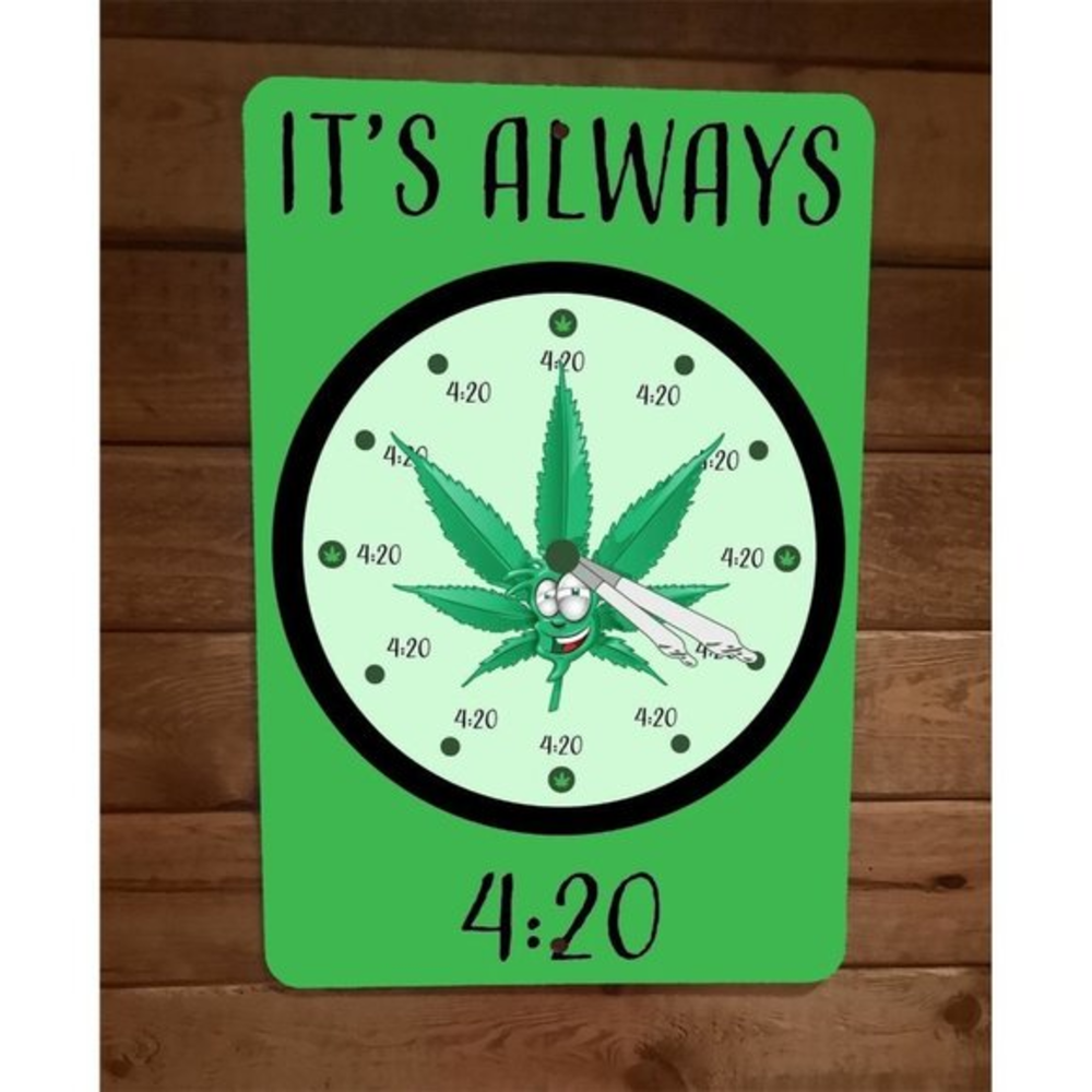 It's Always 420 Clock 8x12 Metal Wall Sign
